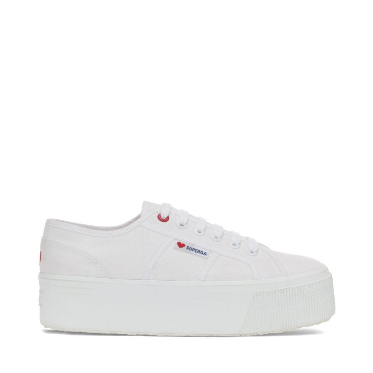 Superga 2790 Herzchen Stickerei Weiß -rotes Herz