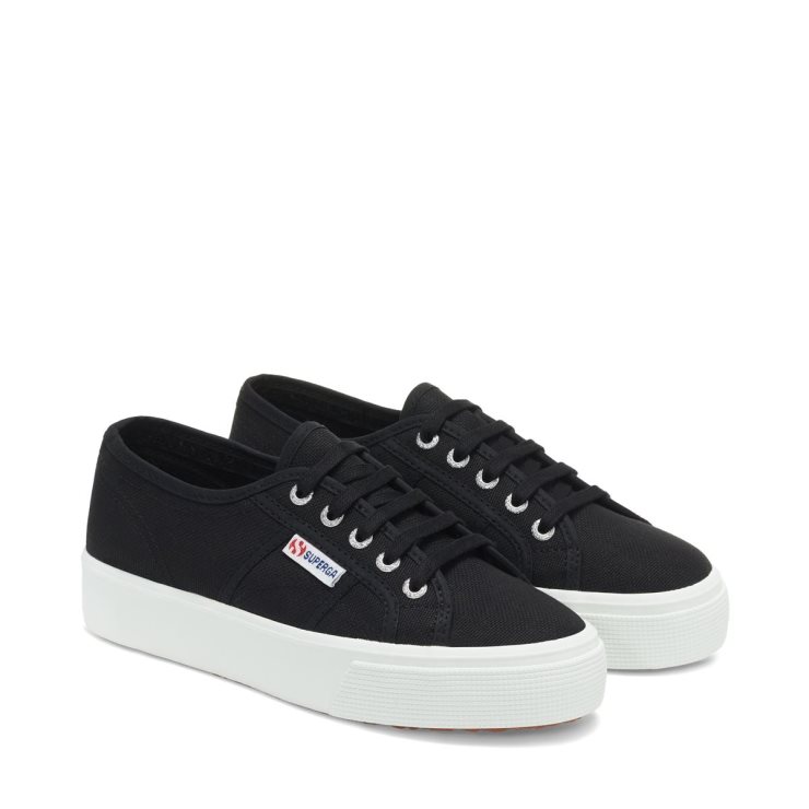 Superga 2730 Mittelplattform Schwarz-f Weiß