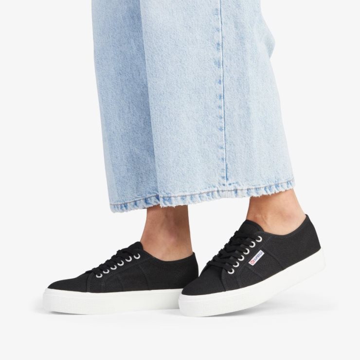 Superga 2730 Mittelplattform Schwarz-f Weiß