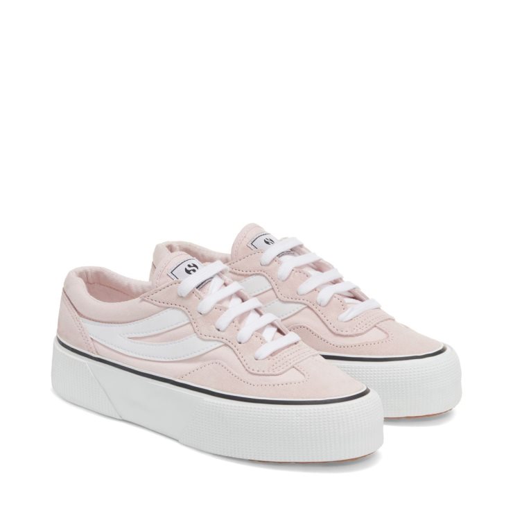 Superga 3041 Revolley Colour Block Plateau Rosa-weiß