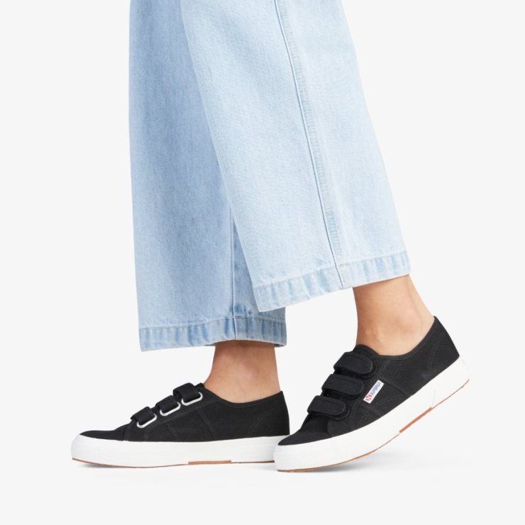 Superga 2750 Cot3strapu Schwarz-f Weiß