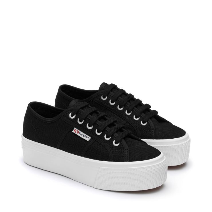 Superga 2790 Plattform Schwarz-f Weiß