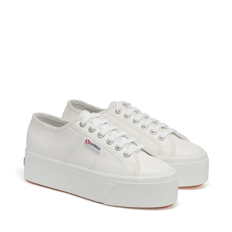 Superga 2790 Gewalktes Leder Weiß