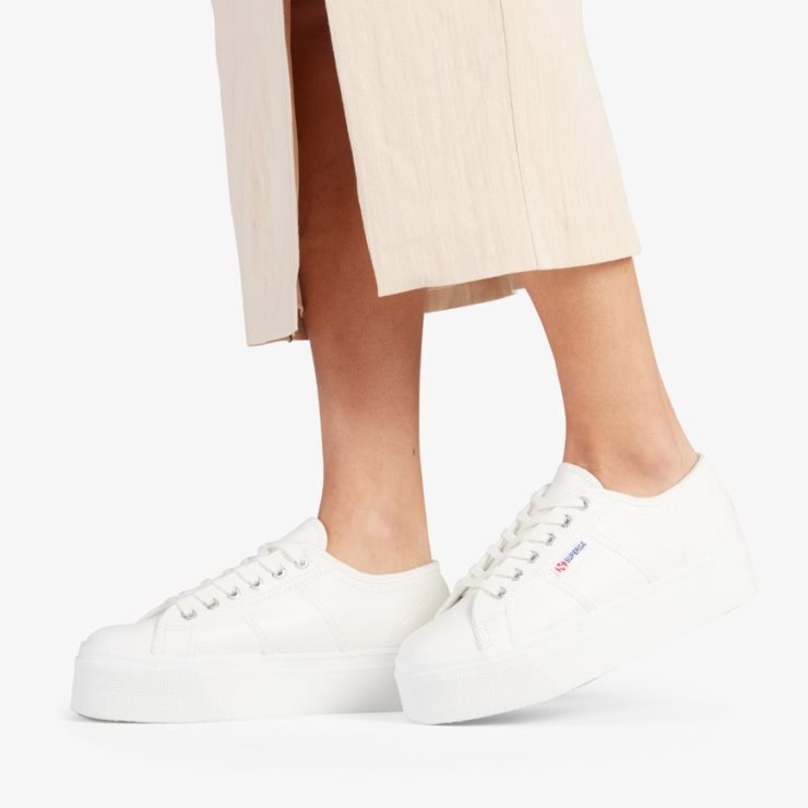 Superga 2790 Gewalktes Leder Weiß