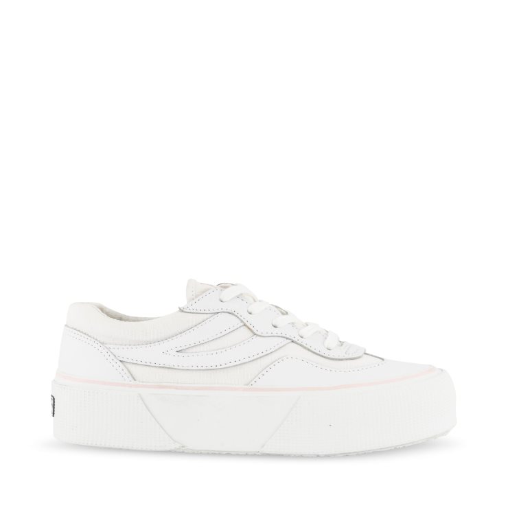 Superga 3041 Revolley Lederplateau Weiß-pink Ish