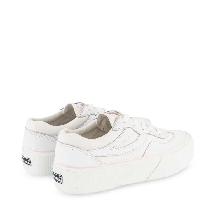 Superga 3041 Revolley Lederplateau Weiß-pink Ish