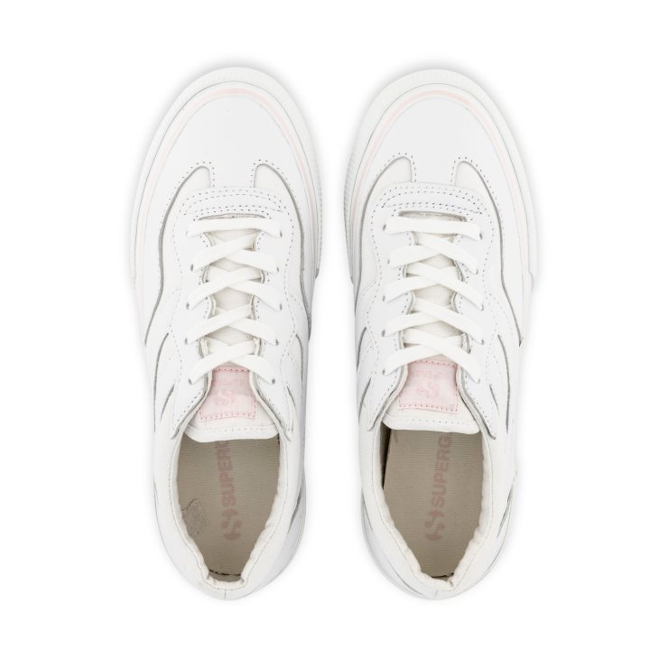 Superga 3041 Revolley Lederplateau Weiß-pink Ish