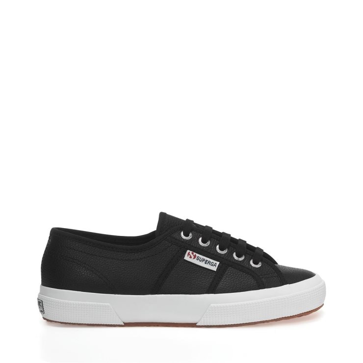 Superga 2750 Gewalktes Leder Schwarz-weiß