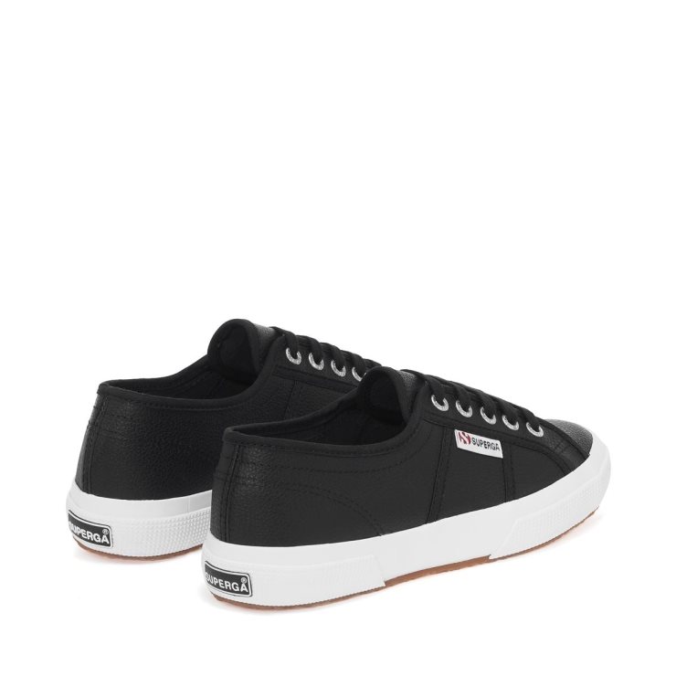 Superga 2750 Gewalktes Leder Schwarz-weiß