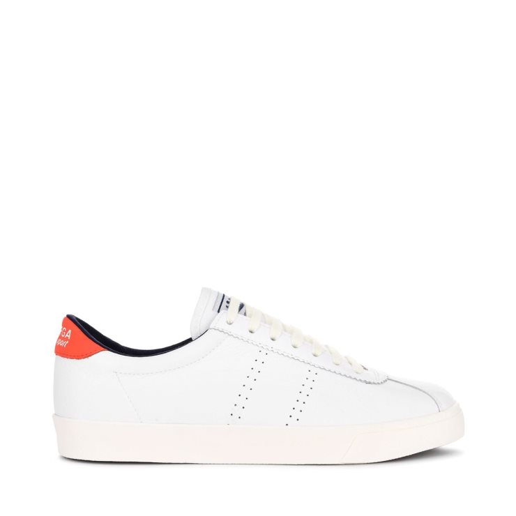 Superga 2843 Club S Comfort Leder Orange Tomatenblau Navy