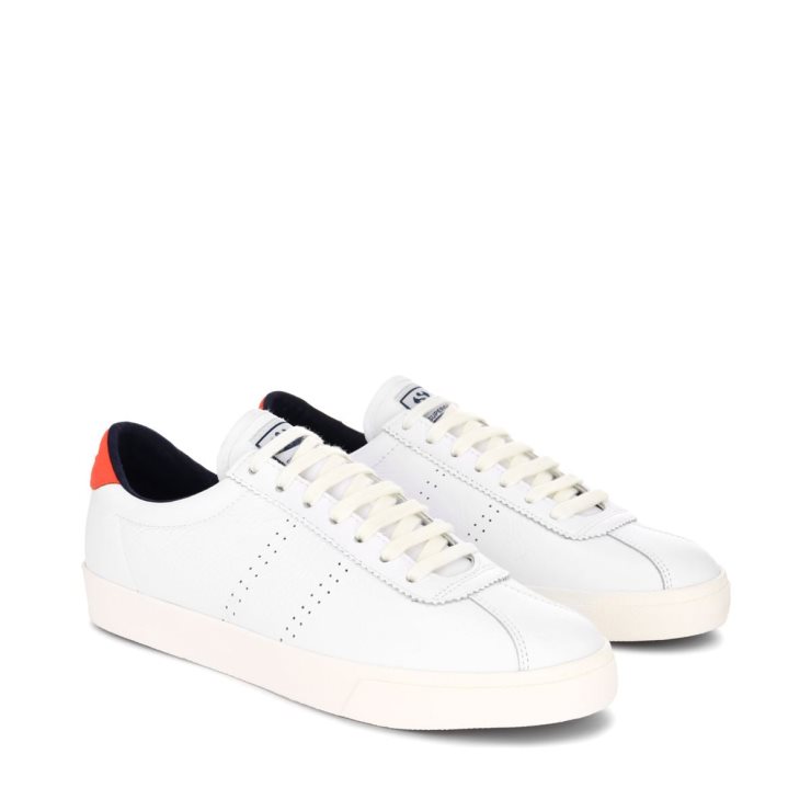 Superga 2843 Club S Comfort Leder Orange Tomatenblau Navy