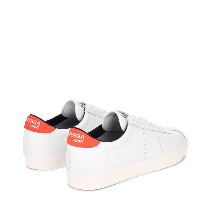 Superga 2843 Club S Comfort Leder Orange Tomatenblau Navy