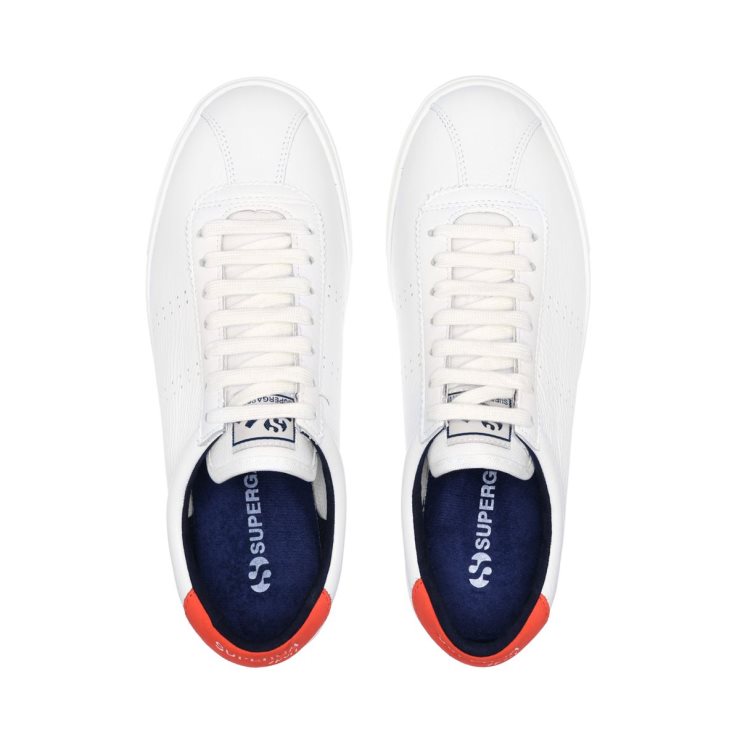 Superga 2843 Club S Comfort Leder Orange Tomatenblau Navy