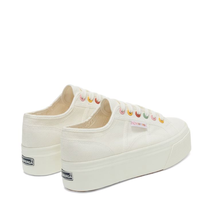Superga 2790 Rainbow Details Weiß-groovige ösen