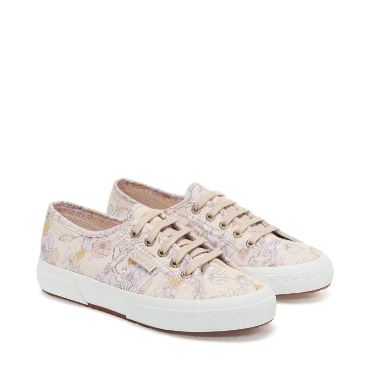 Superga 2750 Blumendruck Pfirsich Lilla-Orange Blumen