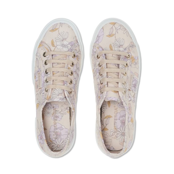 Superga 2750 Blumendruck Pfirsich Lilla-Orange Blumen