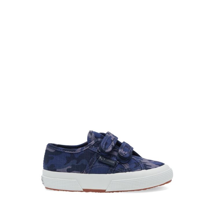 Superga 2750 Kindergurte Camo Ripstop Blau Grau Dk Camouflage