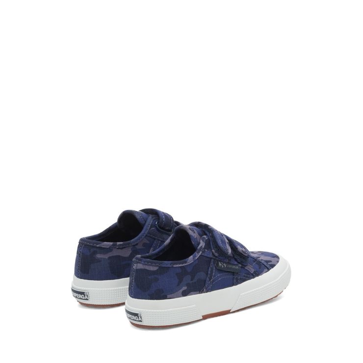 Superga 2750 Kindergurte Camo Ripstop Blau Grau Dk Camouflage