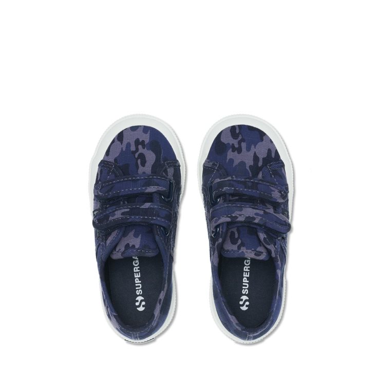 Superga 2750 Kindergurte Camo Ripstop Blau Grau Dk Camouflage