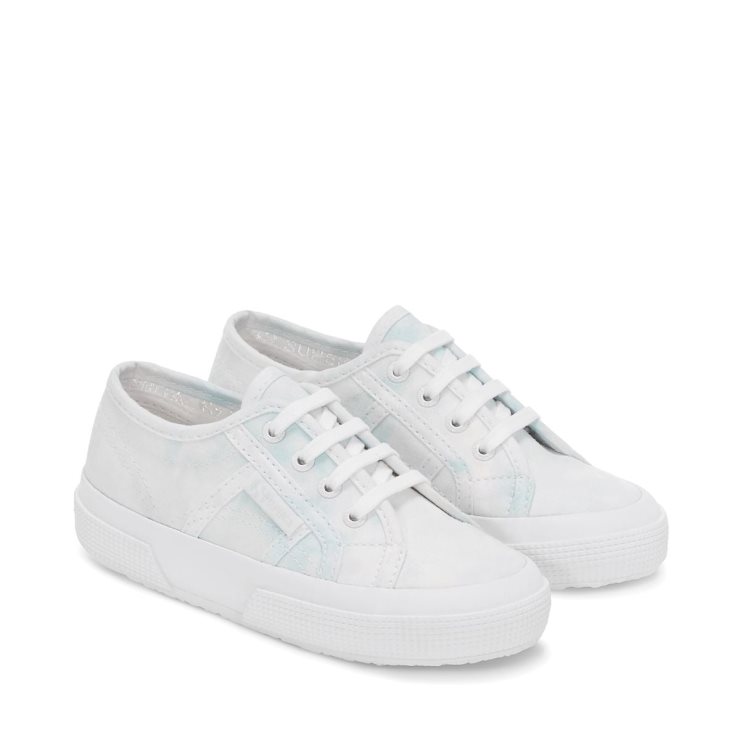 Superga 2750 Kids Clouds Drucken Weiß-hellblaue Wolken