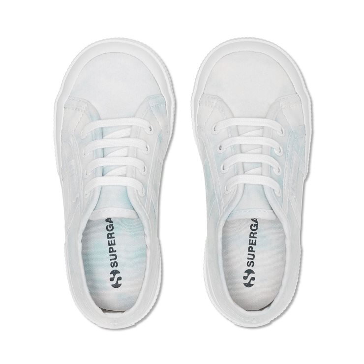 Superga 2750 Kids Clouds Drucken Weiß-hellblaue Wolken