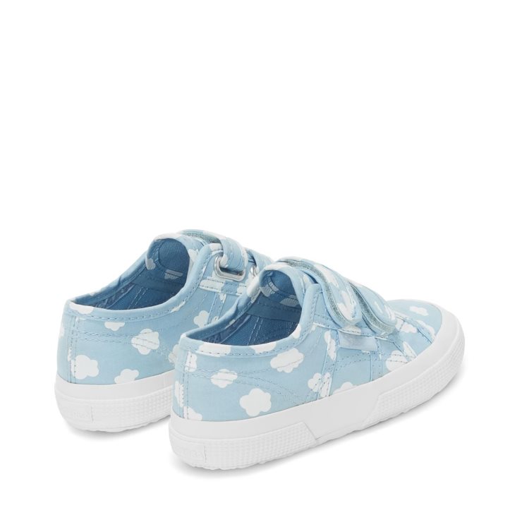 Superga 2750 Kinderriemen Wolkendruck Lt Blau-weiße Wolken