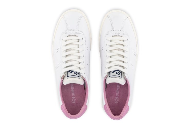Superga 2843 Club S Komfortleder Weiß-rosa Mauve