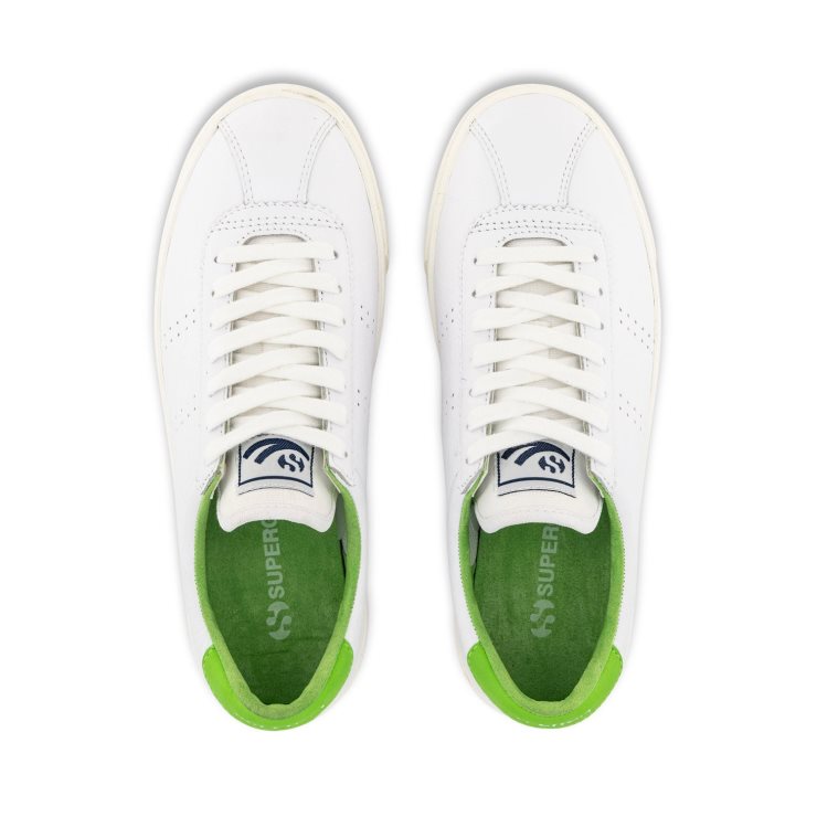 Superga 2843 Club S Comfort Leder Weiß Grün Flash