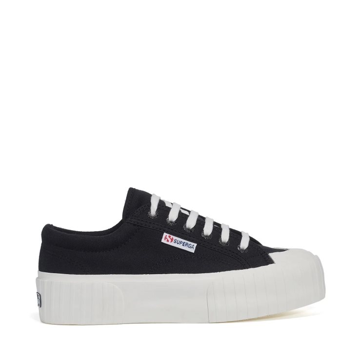 Superga 2631 Stripe Plateau Schwarz Weiß