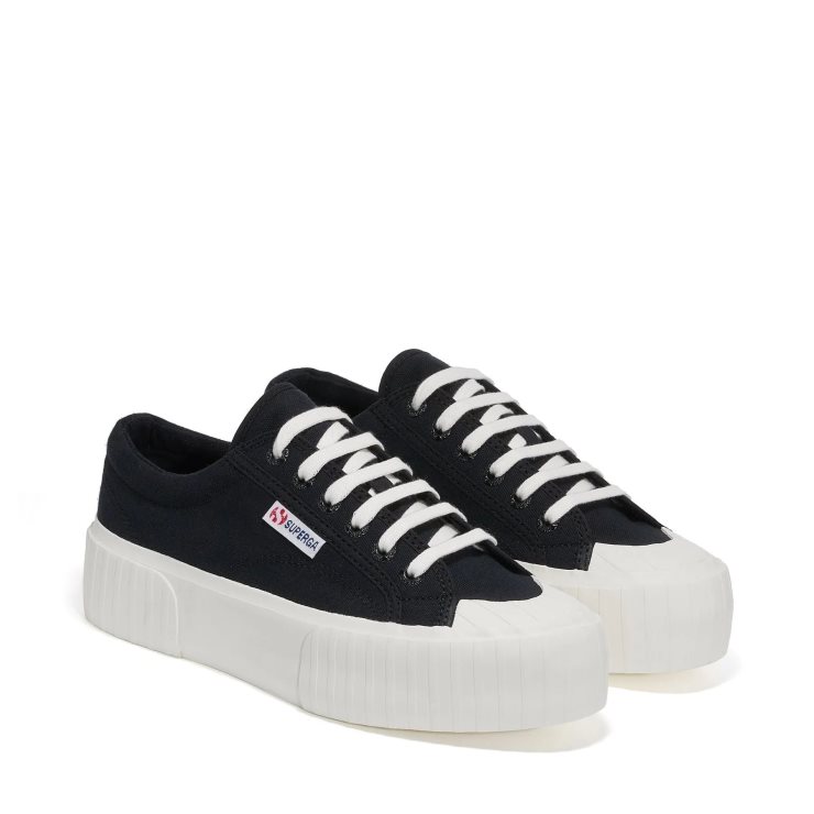 Superga 2631 Stripe Plateau Schwarz Weiß