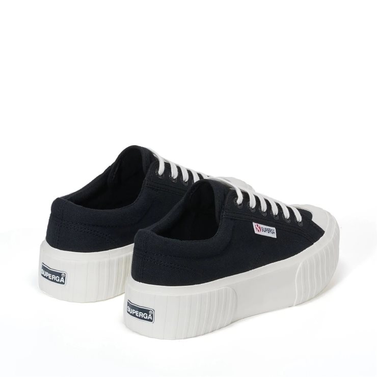 Superga 2631 Stripe Plateau Schwarz Weiß