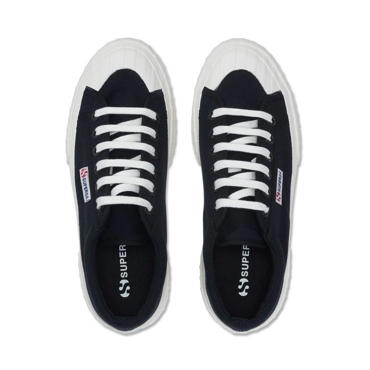 Superga 2631 Stripe Plateau Schwarz Weiß