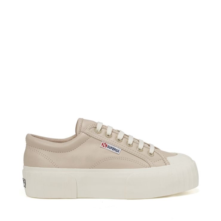 Superga 2631 Stripe Plateau Vegan Fau Beige Weiß