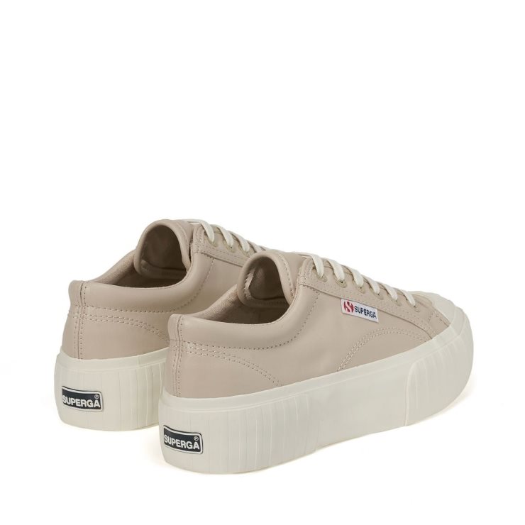 Superga 2631 Stripe Plateau Vegan Fau Beige Weiß