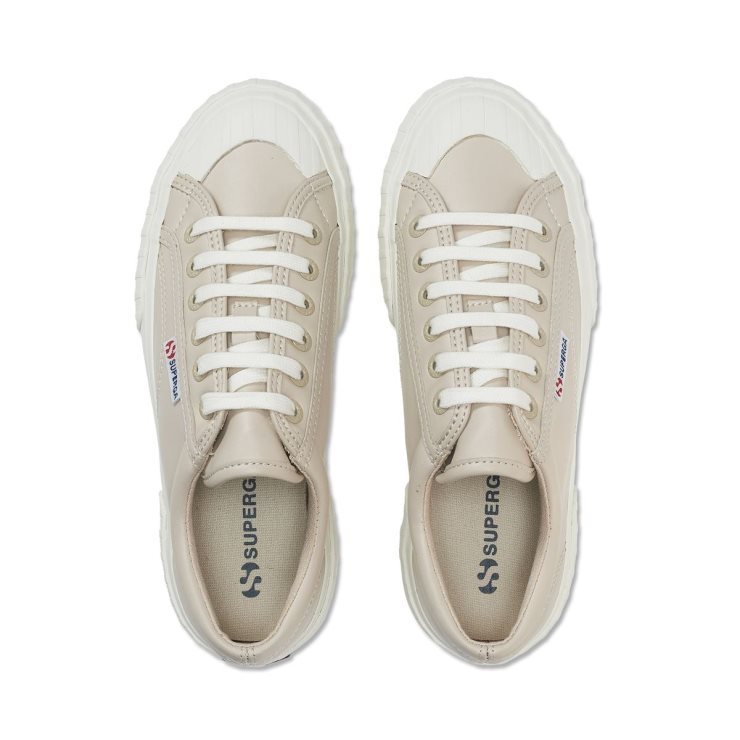 Superga 2631 Stripe Plateau Vegan Fau Beige Weiß