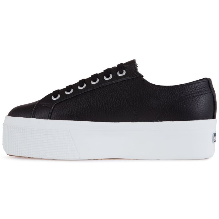 Superga 2790 Gewalktes Leder Schwarz-weiß