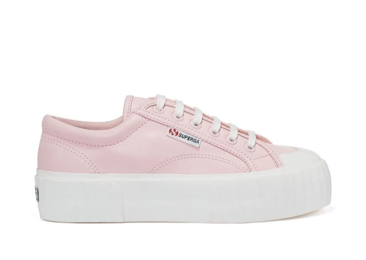 Superga 2631 Stripe Plateau Vegan Rosa Weiß