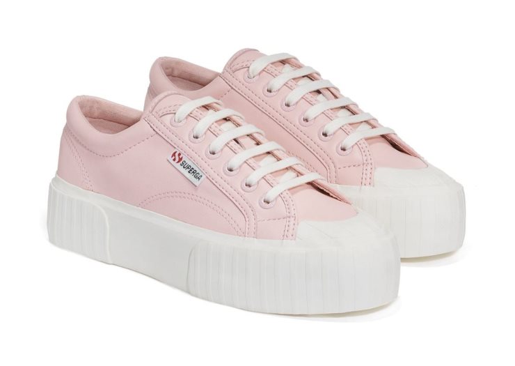 Superga 2631 Stripe Plateau Vegan Rosa Weiß