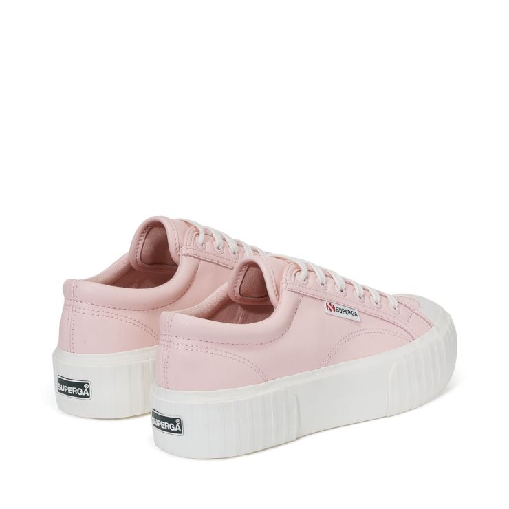 Superga 2631 Stripe Plateau Vegan Rosa Weiß