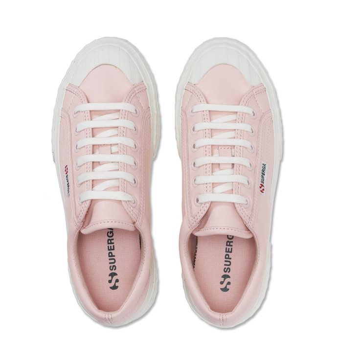 Superga 2631 Stripe Plateau Vegan Rosa Weiß