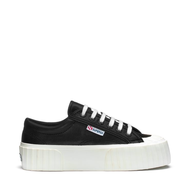 Superga 2631 Stripe Plateau Vegan Fau Schwarz-weiß