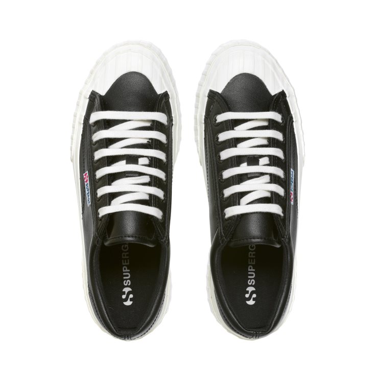 Superga 2631 Stripe Plateau Vegan Fau Schwarz-weiß