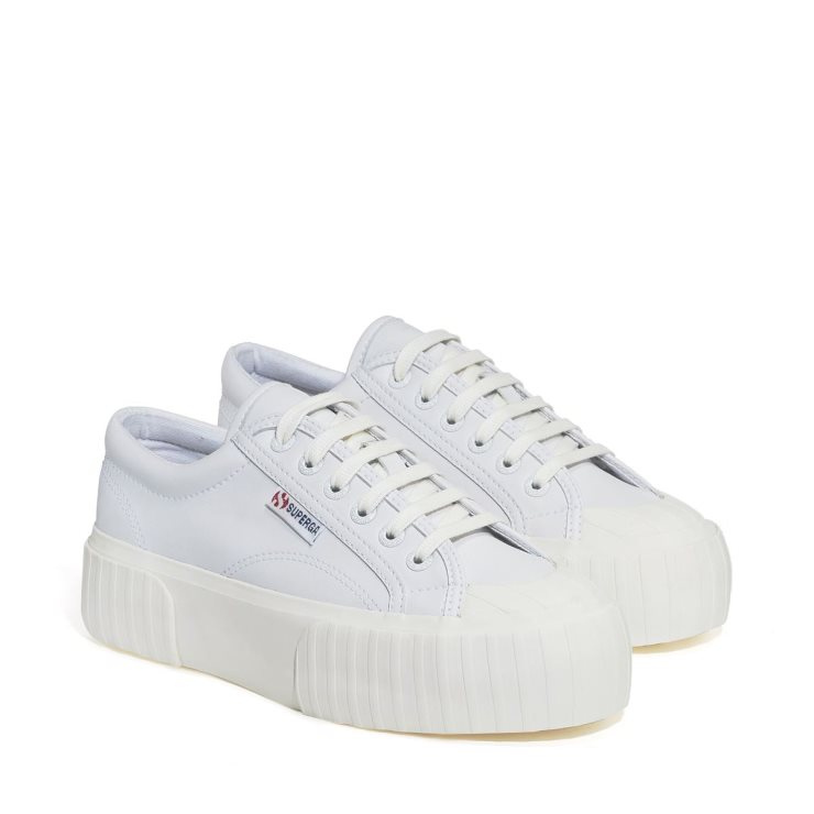 Superga 2631 Stripe Plateau Vegan Fau White