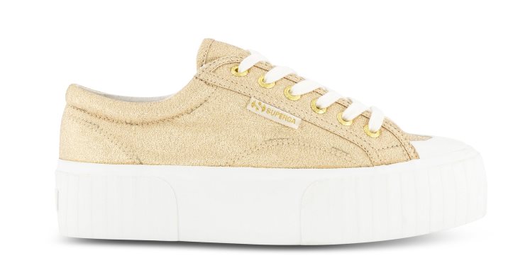 Superga 2631 Streifenplattform Lame Gelbgold