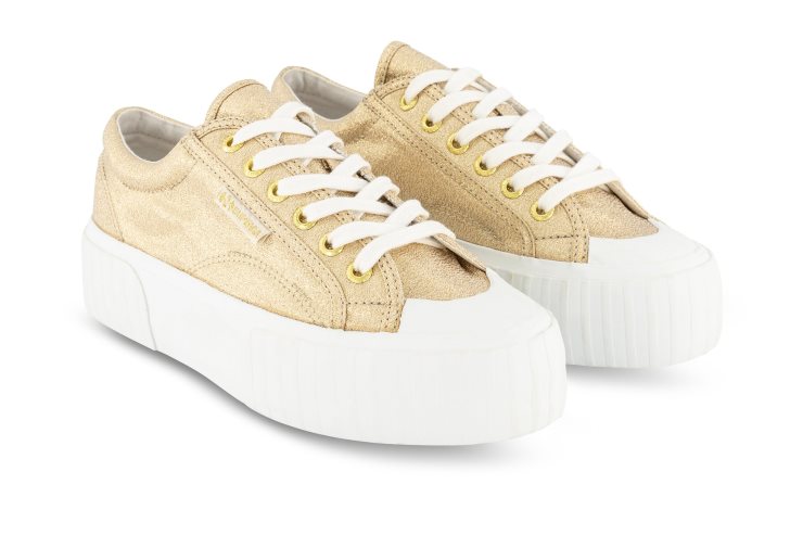 Superga 2631 Streifenplattform Lame Gelbgold