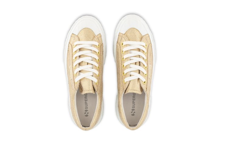 Superga 2631 Streifenplattform Lame Gelbgold