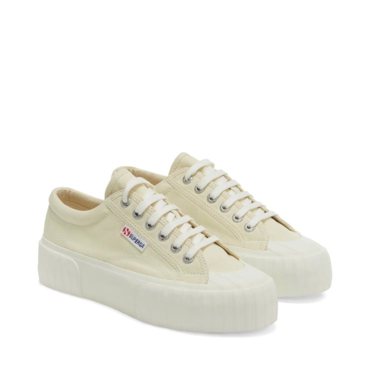 Superga 2631 Stripe Plateau Beige Lt Eggshell