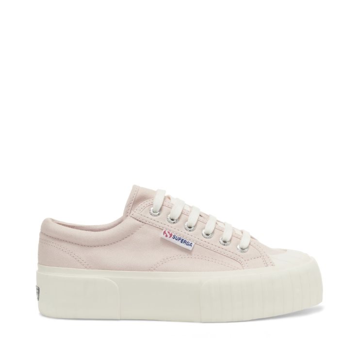 Superga 2631 Streifenplattform Rosa Mandel