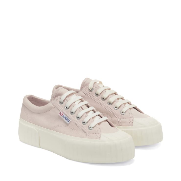 Superga 2631 Streifenplattform Rosa Mandel