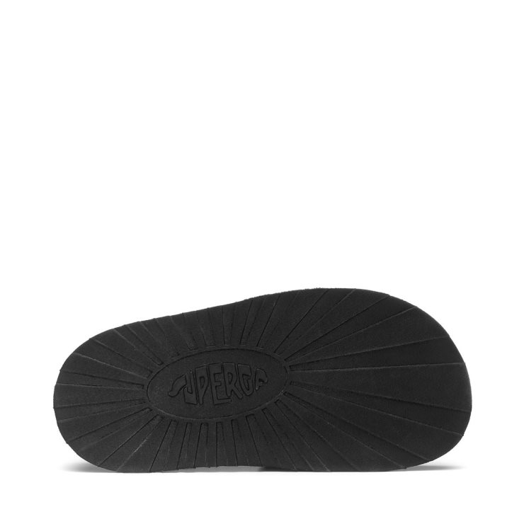 Superga 1918 Slide Plateau Kunstpelz Total Schwarz